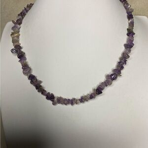 Purple amethyst and quartz chip necklace